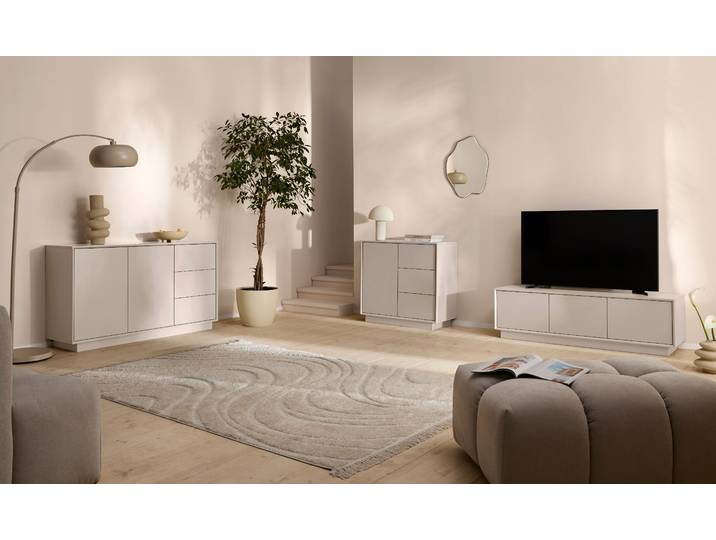 Sideboard HOMSY BY ANA JOHNSON Storvia , grau (kaschmir), B:85cm H:80cm T:40cm, Sideboards, Sideboard, seidenmatte Lackierung, geräuschlose Soft-Close-Schubladen, B 85 cm