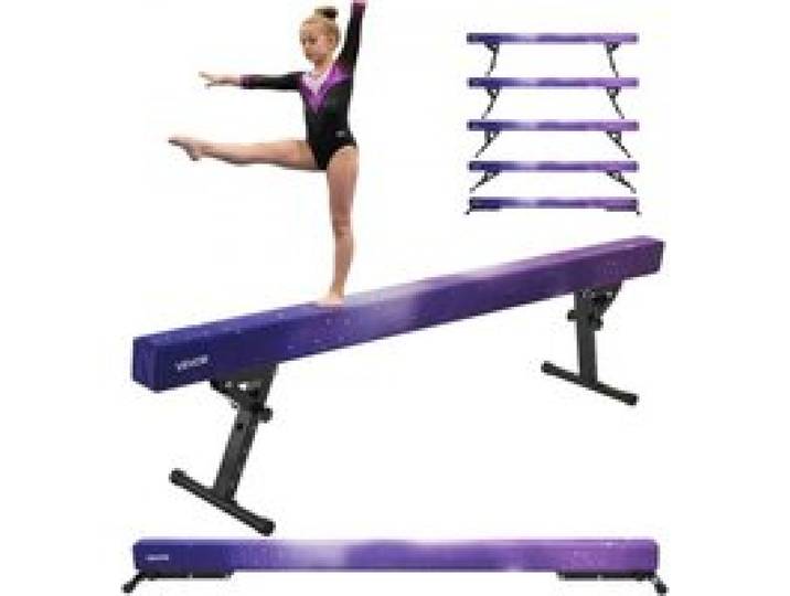 VEVOR Schwebebalken Gymnastik Kinder 241 cm Höhenverstellbar (5-stufig), 158,7 kg belastbarer Gymnastikbalken Turnbalken, Balance Balken Balancierbalken für Fitnessstudio, Galaxy