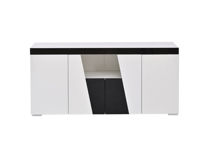 Buffet design blanc et noir 140 cm avec éclairage LED intégré