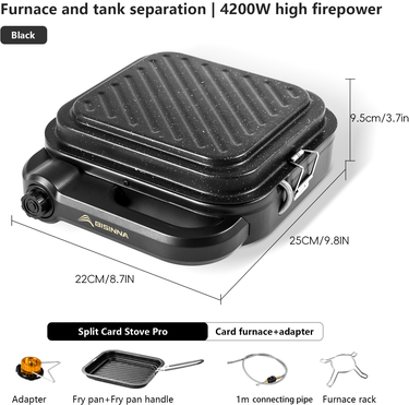 On Spot Shop Portable BISINNA Camping Gas Stove High Firepower Split Cassette Furnace Outdoor Gas Burner For BBQ, Hiking, Picnic black