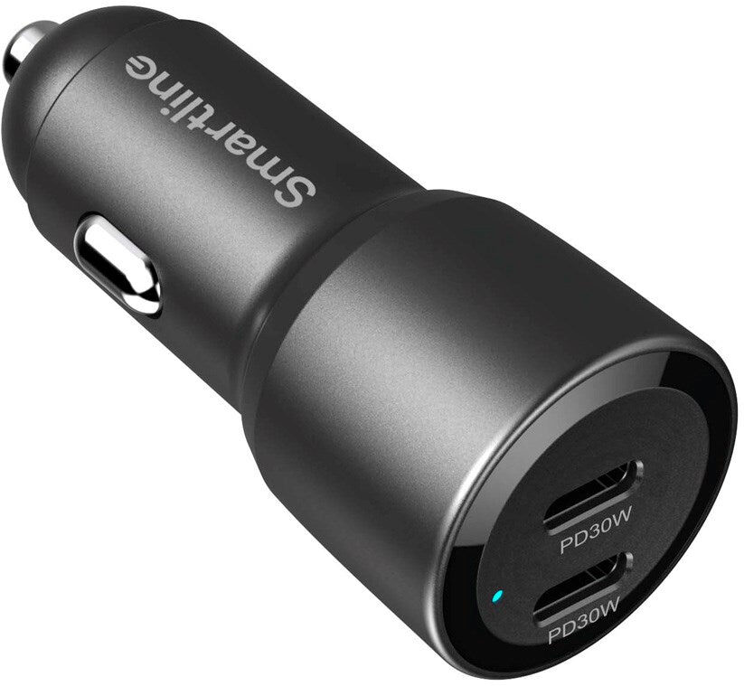Smartline 60W Biloplader 2 x USB-C m. Power Delivery - Sort