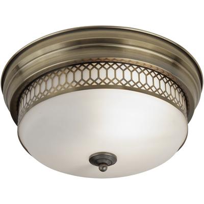 SEARCHLIGHT Deckenleuchte "Edinburgh 2Lt Deckenleuchte - Antikes Messing und Glas", braun (antik, messingfarben, weiß), H: 16cm, 1 Stk., Leuchten, Deckenleuchte