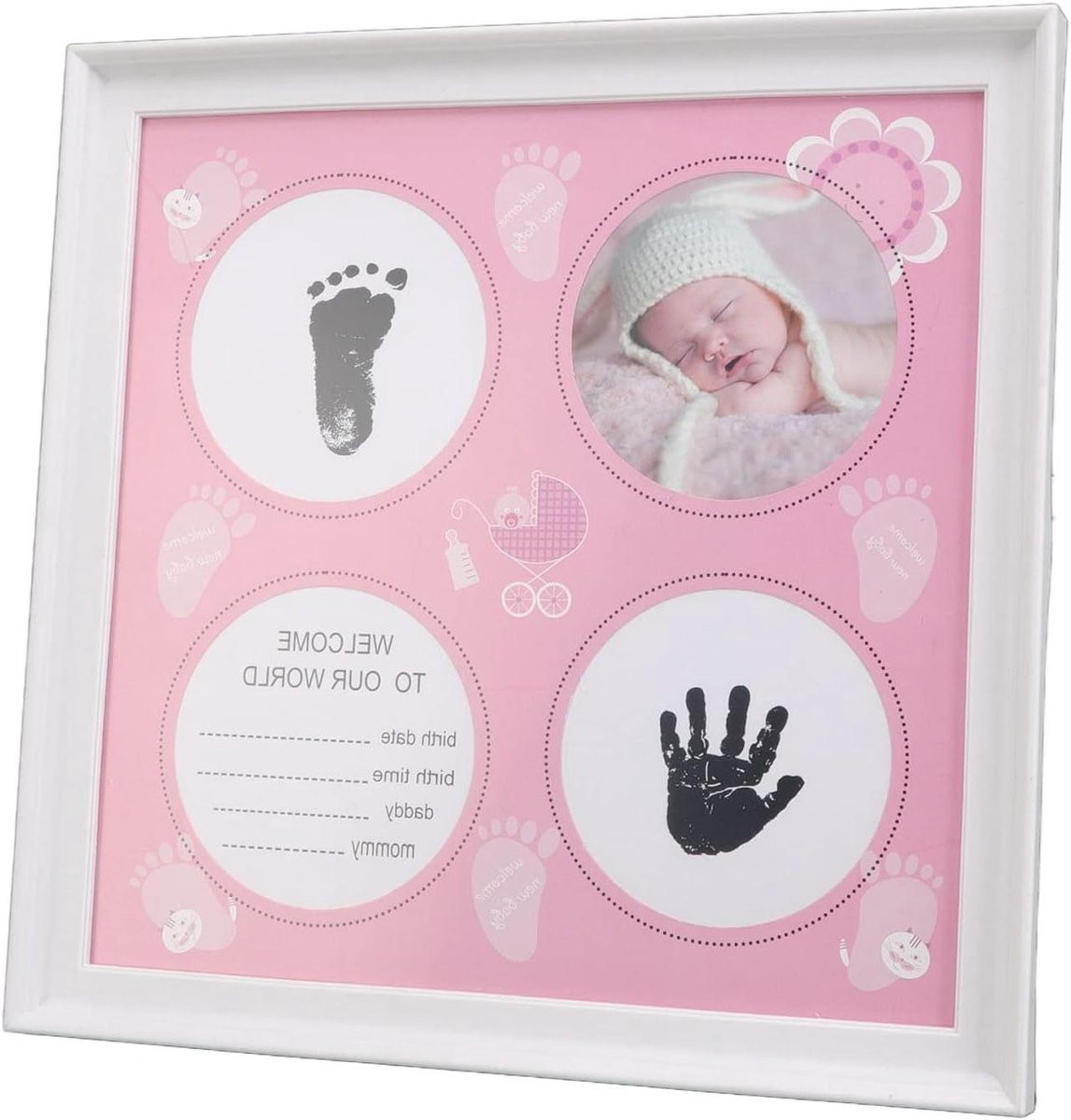 Baby Handafdruk en Voetafdruk Fotolijst - Aandenken Frame voor Pasgeborenen - 29 x 29 cm