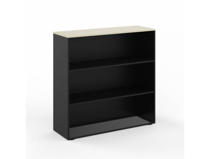 Regal Tradingzone GO Swiss 120.0 x 40.0 cm, Schwarz/Ahorn, 3 Ordner hoch, Neu - Optimal für Büro und Organisation
