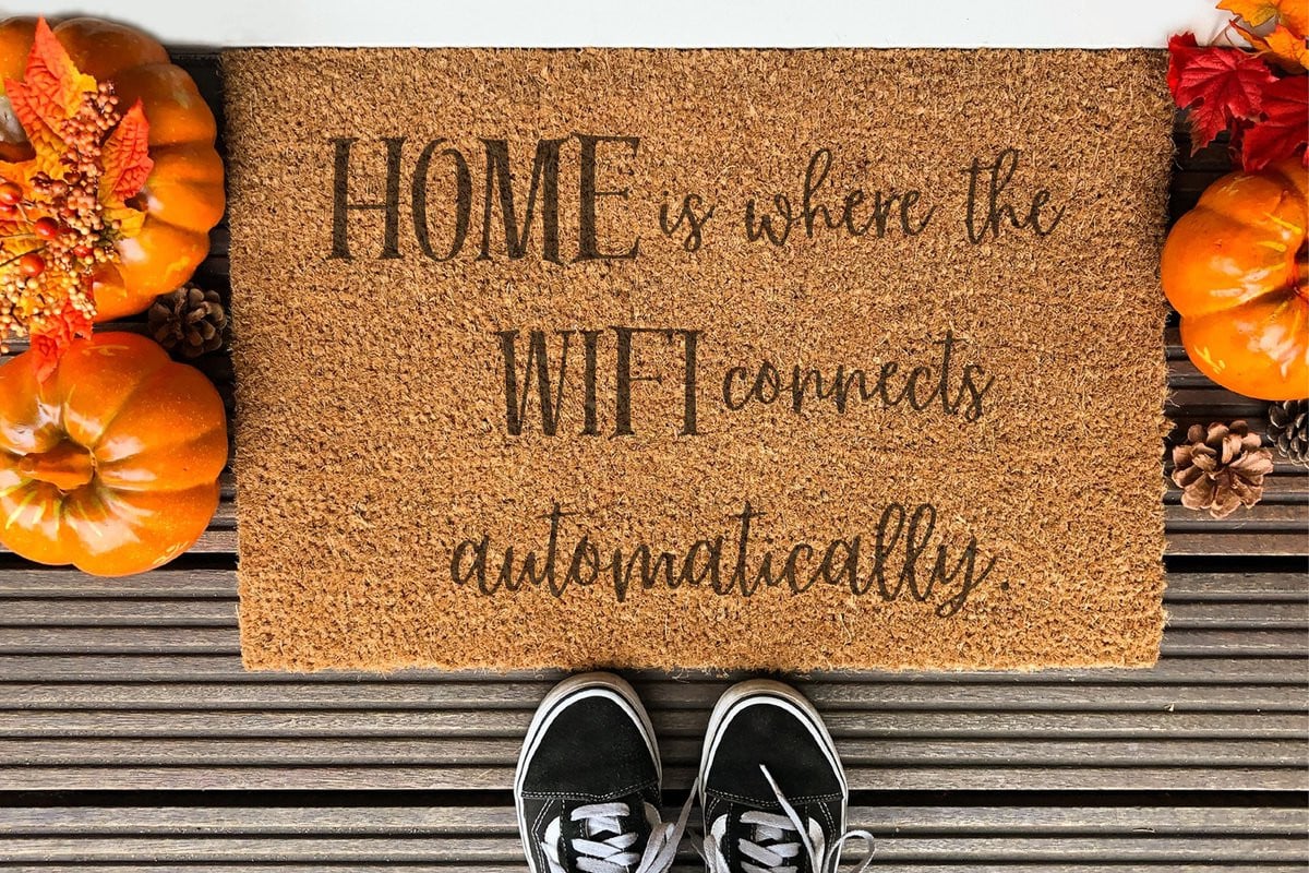 Stijlvolle Ingangsmat Home Is Where Wifi Connects Automatically 90 x 60 cm