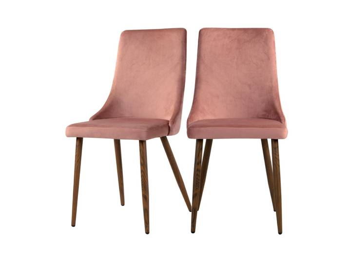 Lot de 2 chaises en velours rose