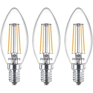 Philips LED-Lampe Filament, E14, 4,3W ersetzt 40W, warmweiß, 3 Stück