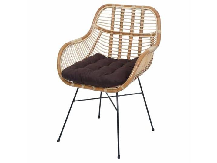 Mendler Esszimmerstuhl HWC-P17 Kubu Rattan Metall - Polster braun