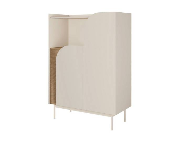 Deine Möbel 24 Highboard CARLO 05 (Hochkommode, 2-türig mit offenem Fach), geriffeltes Detail