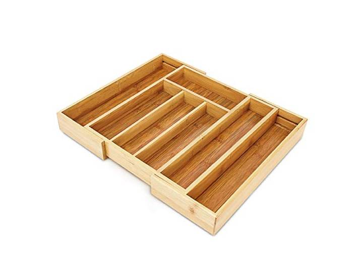 Relaxdays 10018883 Range-Couvert Extensible Rangement pour Tiroir Cuisine Bambou Nature