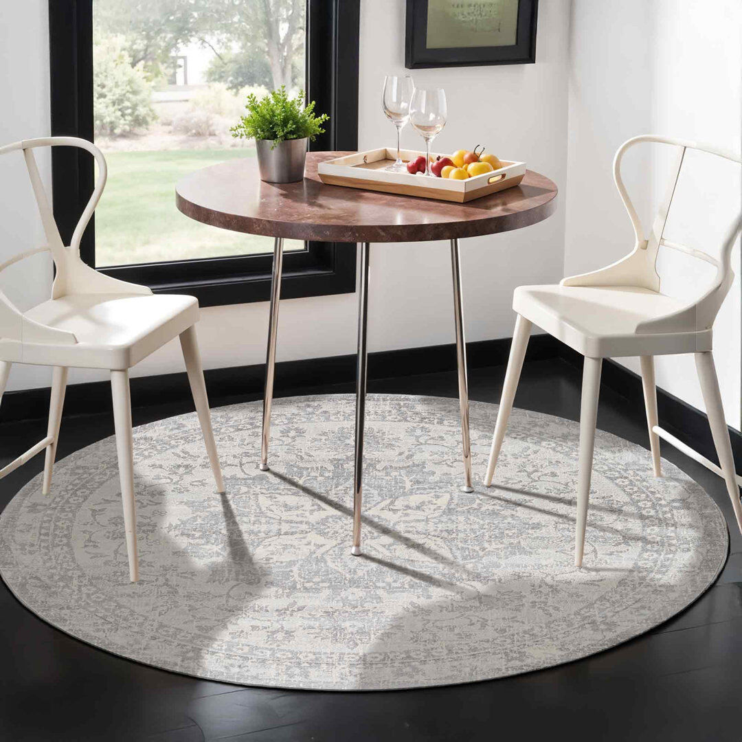 Lark Manor Caelan Grey/Ivory Area Rug Ivory;Gray Round 160 cm