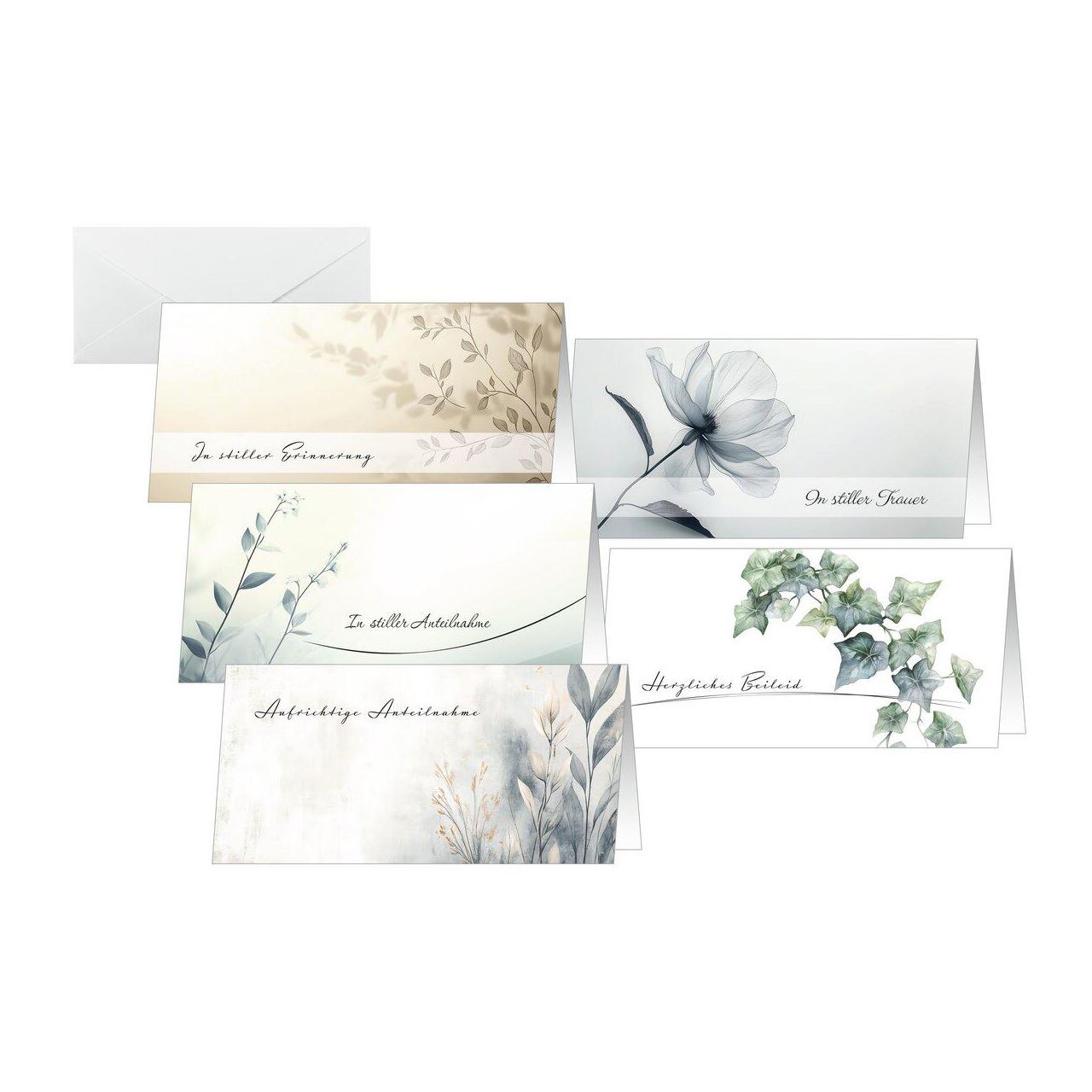 SIGEL Trauerkarten Floral DS625 weiß DIN lang, 10 St.