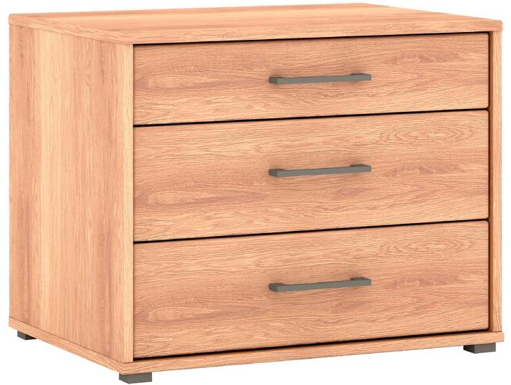 Nachtkommode MUSTERRING Sorrent Nachttisch, Nachtschrank, mit Schubladen, teilmassiv, 60 cm , braun, Eiche, Sideboards, Nachtkommode