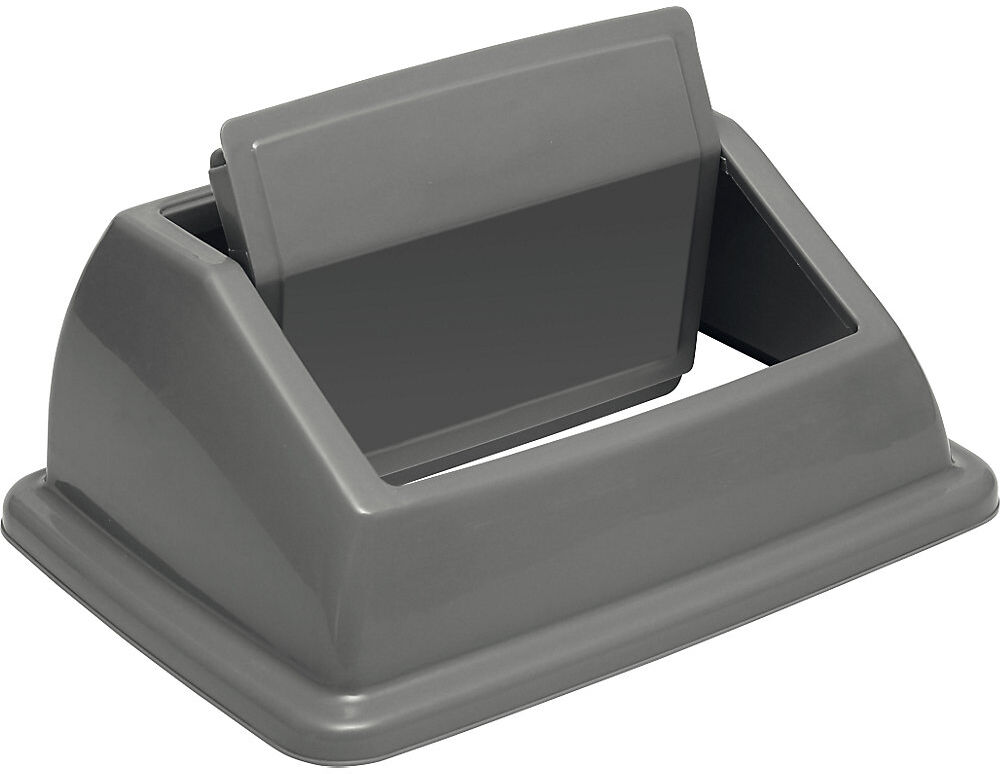 Schwingdeckeleimer, Volumen 60 l, grau, mit Wandhalterung Probbax