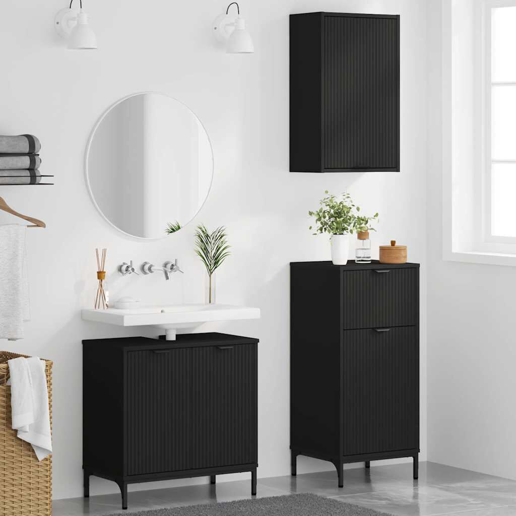 Metro Bathroom Storage Furniture Set Black 88cm H X 39.5cm W X 36cm D