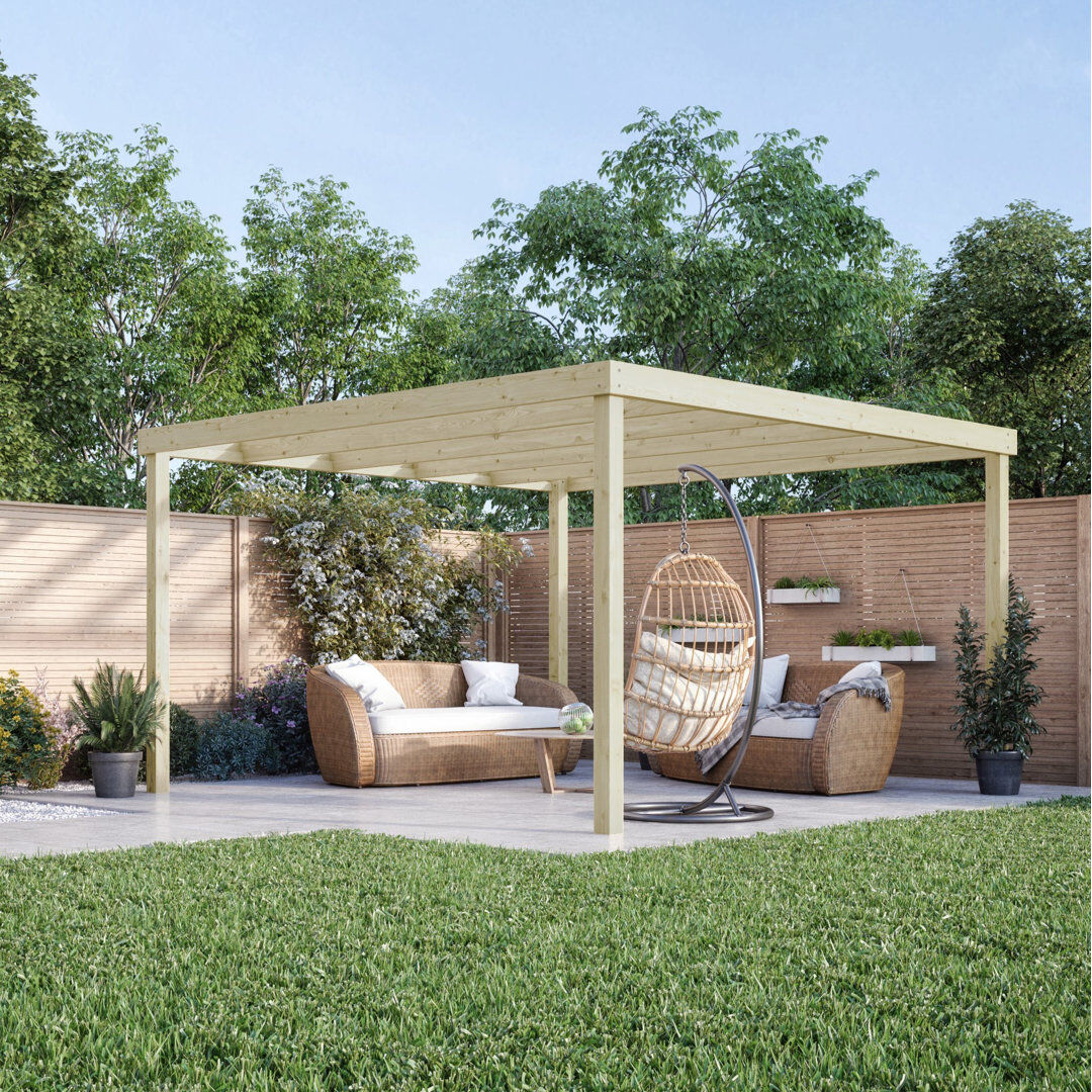 Ebern Designs Micelle Solid Wood Pergola Light Green 16' x 10'