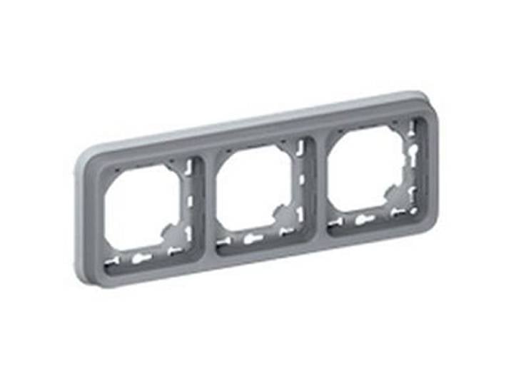 Legrand 069687 Support Plaque Étanche 3 Postes Horizontaux Plexo Composable IP55\, Gris