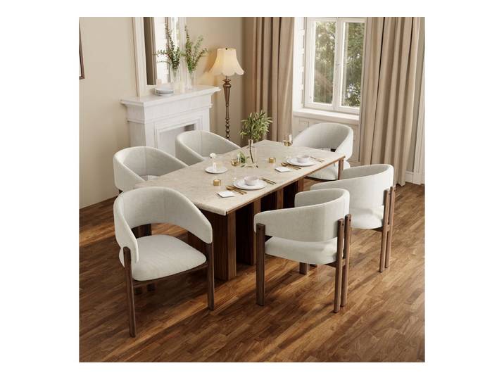 Fine Life Pro Esszimmersessel Esszimmerstuhl 6er Holzoptik Walnuss, 6 Stühle, Walnuss, Esszimmer/Café