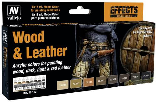 Vallejo 70182 Modellbahn-Abtönfarbe Sand, Ocker, Braun-Orange, Erde (matt), Chocolate, Holz, Grau, Schwarz 8St.