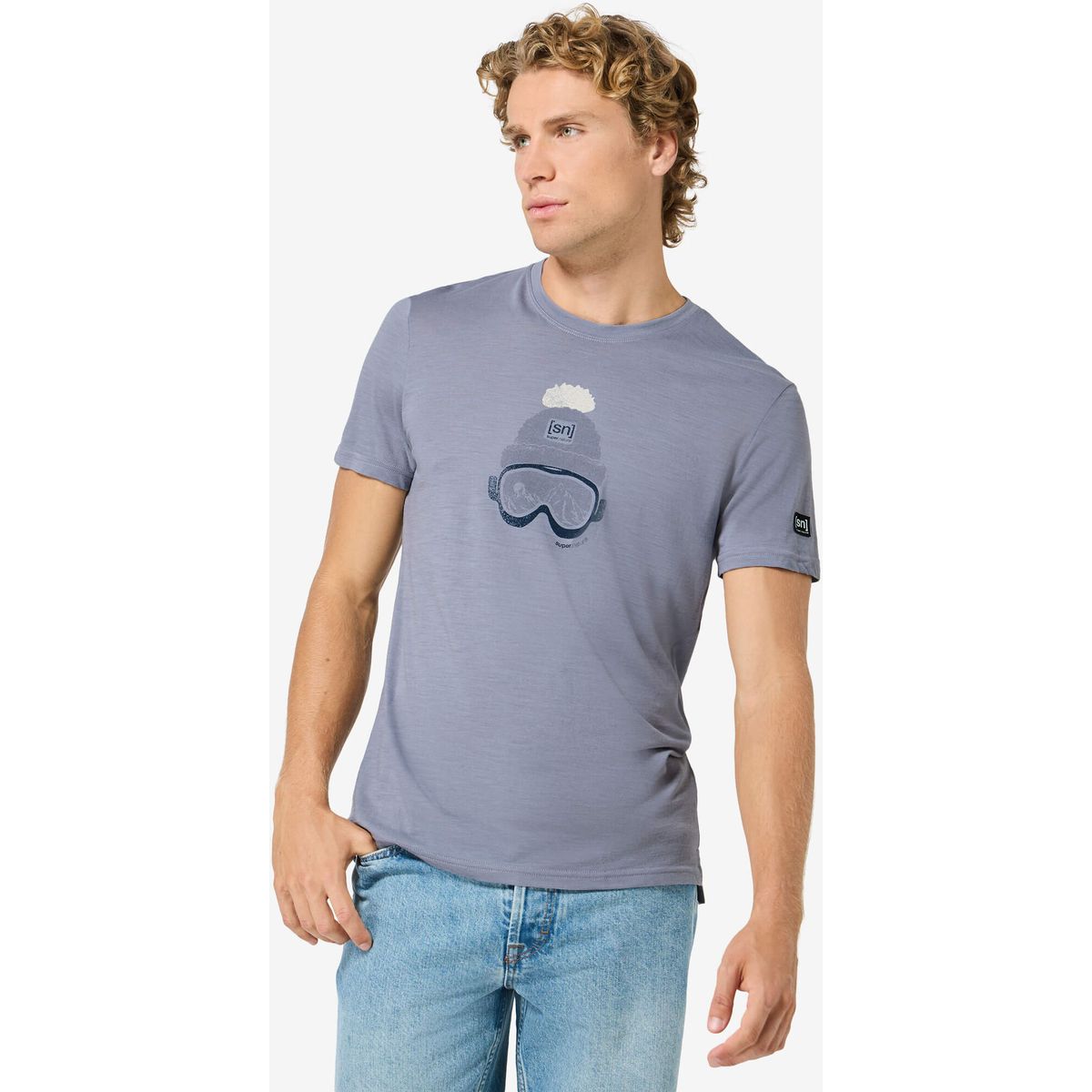 Super.Natural M Gogeanie Tee foggy blue/various (19J) L SNMP0117619JL