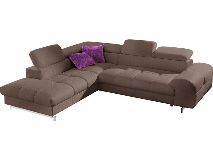 COTTA Ecksofa Chef bequem, tolle Verarbeitungsdetails, Breite 262cm, L-Form, mit Kopfteilverstellung, edle Metallkufen, optional Schlaffunktion
