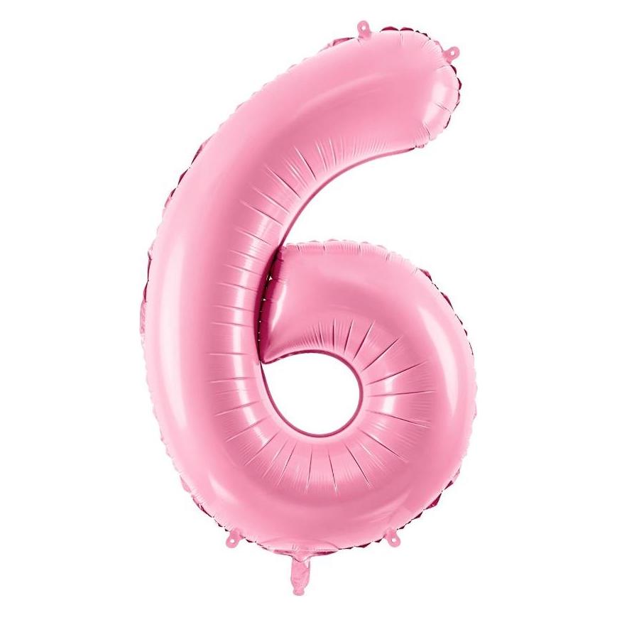 Partydeco Alu-Ball Ziffer "6" Hellrosa (1x) (FB1P-6-081)