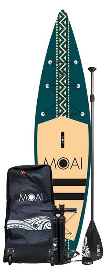 MOAI SUP Board Moai 11'6 Package, Us Finbox, Fiberglass Paddle green