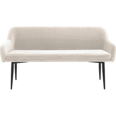 Sitzbank SALESFEVER "Komfortable Sitzbank", weiß (creme, schwarz, schwarz), B:160cm H:85cm T:61cm, Metall, Polyester, Sitzbänke, Sitzbank, mit Armlehnen und Rückensteppung
