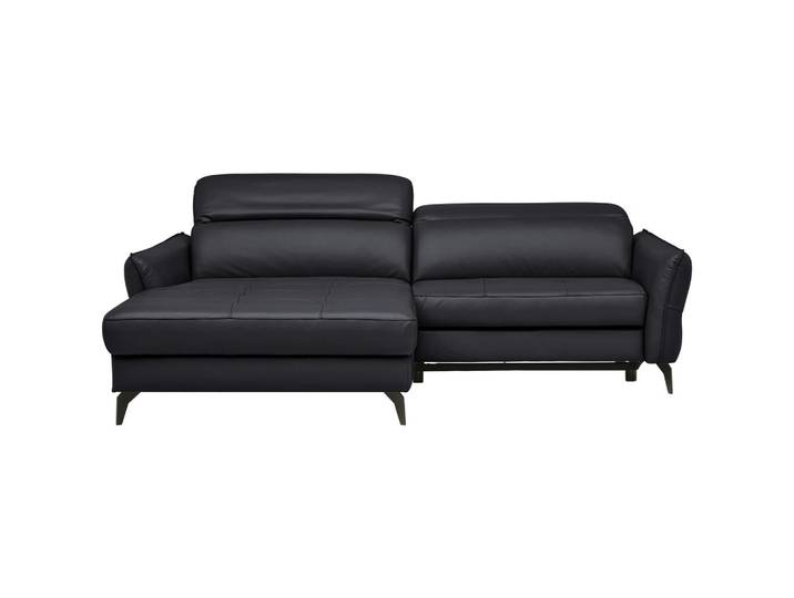 Celina Home Ecksofa, Schwarz, Metall, Echtleder, Rindleder, 3-Sitzer, Ottomane links, L-Form, 246x175 cm, Made in Europe, Typenauswahl, Bettkasten erhältlich, Fußauswahl, Lederauswahl, Stoffauswahl, seitenverkehrt Rücken echt, motorische Relaxfunktion, Wohnzimmer, Sofas & Couches, Wohnlandschaften, Ecksofas