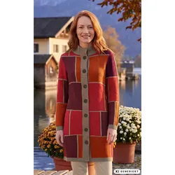 Baumwoll-Mix-Strickmantel in Muster rost in Größe 40/42 von DW-Shop, Rost, 40/42