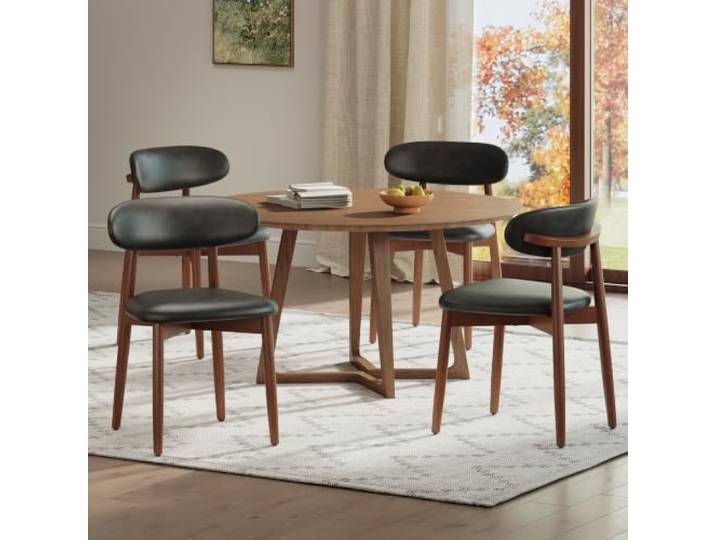 COLAMY Esszimmerstuhle 4er Set, Stühle Esszimmer, Küchenstühle Hochdichter Schaumstoff, Atmungsaktives PU-Leder, Gepolsterte Sitzfläche, Sitzstuhl für Küche Wohnzimmer Haushalt & Café, Schwarz