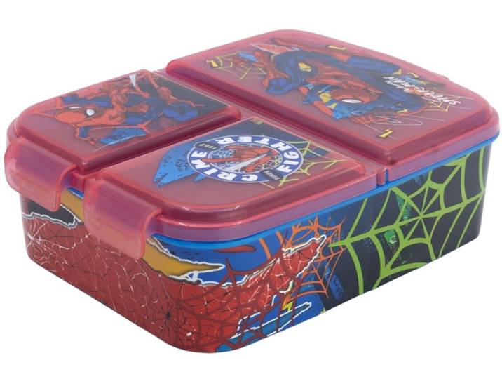 Spiderman Broodtrommel Kind – 3-vaks Lunchbox – 900 ml – BPA-vrij – Stevig & Lekvrij – Marvel Design