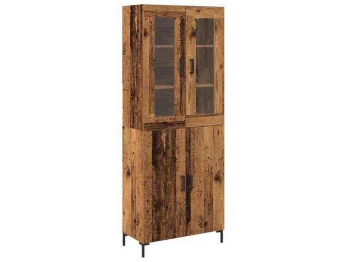 Highboard 2 pcs Altholz 69,5 x 34 x 180 cm Holzwerkstoff Schrank Wandmontiert, Glastüren, vielseitig nutzbar, kompaktes Format, langlebige Verarbeitung