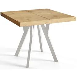QUADRATISCHER Esstisch ausziehbar – Moderner Wohnzimmertisch und Küchentisch – Tisch mit Holzbeinen, Durchmesser 110 - 210 cm - Farbe Lancelot