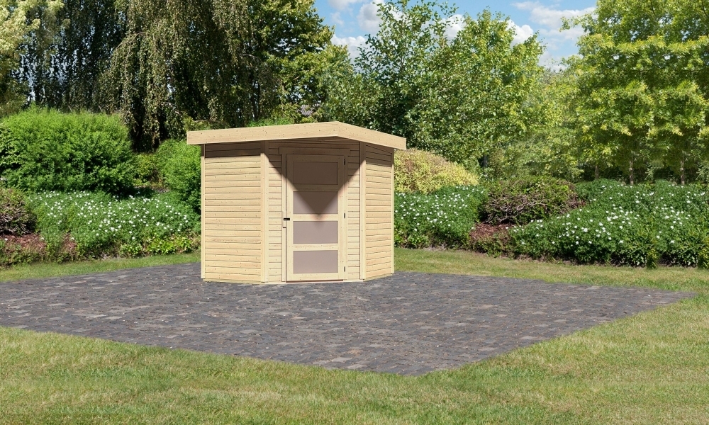 Karibu Gartenhaus Gerätehaus Schwandorf 3 naturbelassen 213x217x218 cm