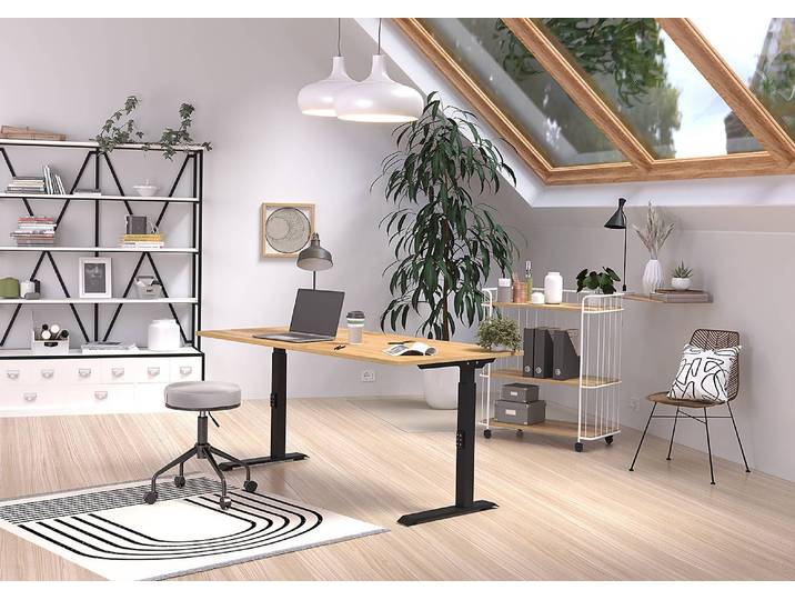 Bureau réglable Downey 160cm Marron/Imitation chêne/Noir