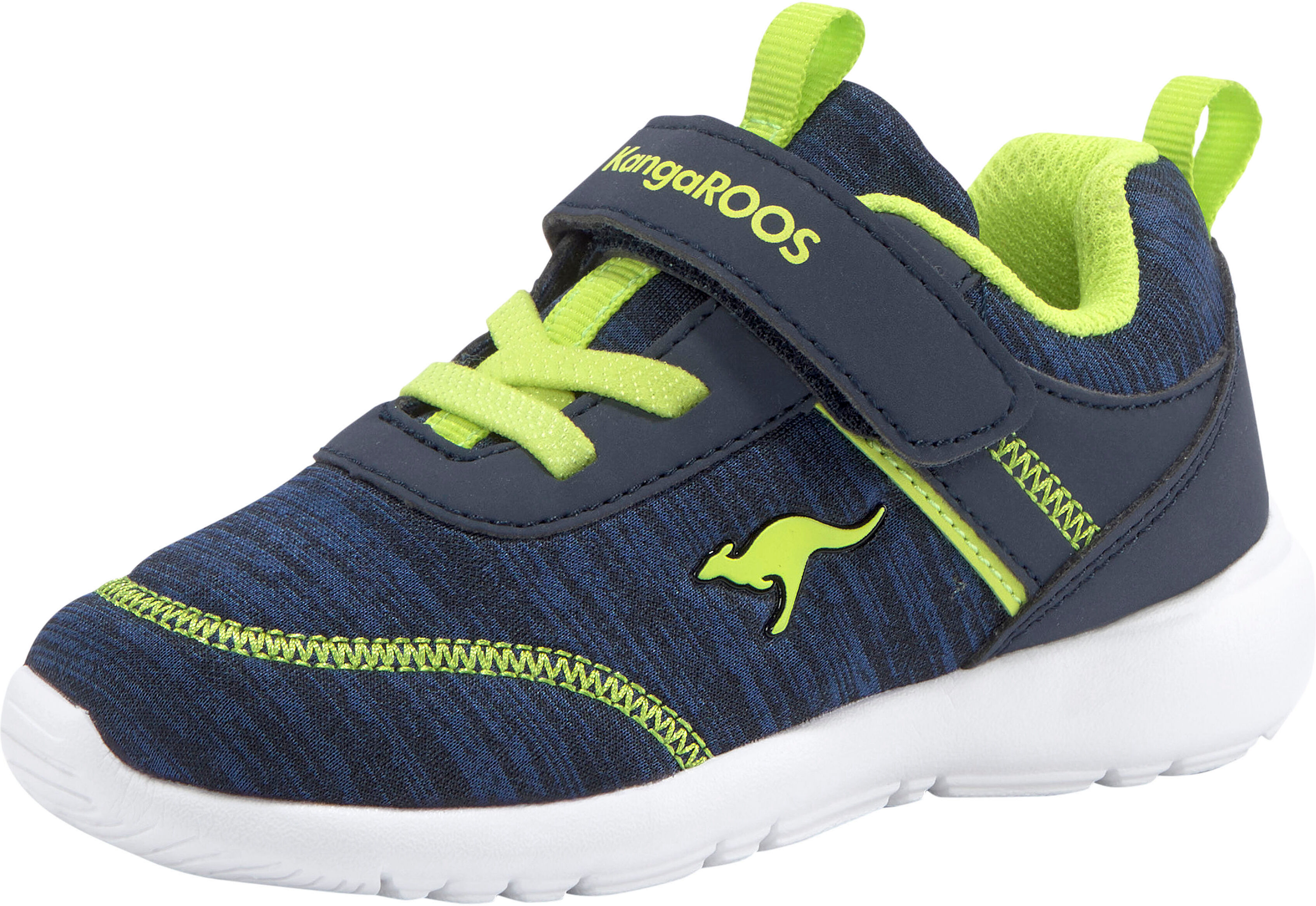 Sneaker KANGAROOS "KY-Chummy EV", Jungen, Gr. 22, blau (navy, lime), Textil, Schuhe Sneaker, mit praktischem Klettverschluss navy, lime 22