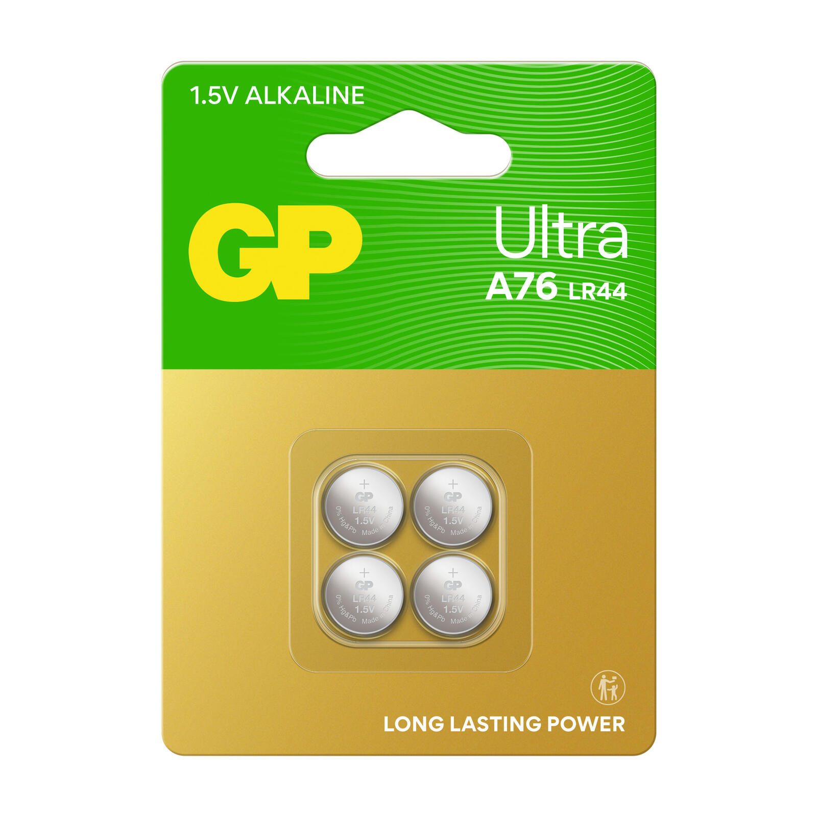 GP Knopfzellen V 13 GA/LR44 Alkali-Mangan 1,5 V, 4 St. GP76AULT278C4
