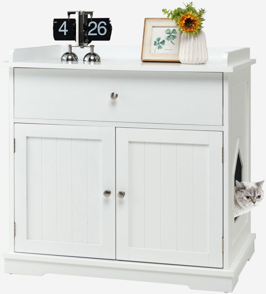 Archie & Oscar Mahan Wood Litter Box Enclosure White 74cm H X 76cm W X 53cm D