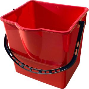 Böttcher-AG Putzeimer Ersatzeimer Reinigungswagen, 18 Liter, eckig, aus Kunststoff, rot, mit Ausgussöffnung