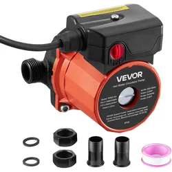 VEVOR Umwälzpumpe, 38 LPM, Umwälzpumpensystem mit sofortiger Zirkulation, 3-Gang-Steuerung, 100 W, AC 220–240 V, G3/4 Zoll auf G1/2 Zoll Adapter, Gusseisenkopf, für Warmwasserbereitersystem