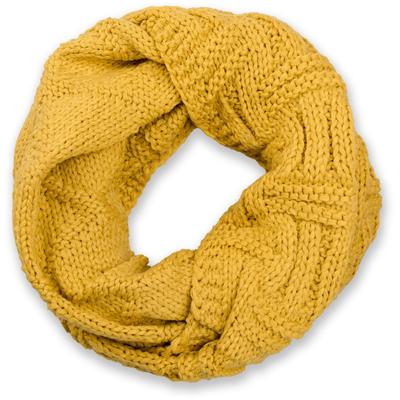 Strickschal STYLEBREAKER "Strick Loop mit Gitter und Rippenmuster", Damen, gelb (curry), Obermaterial: 100% Viskose CV., Modisch, Modetücher