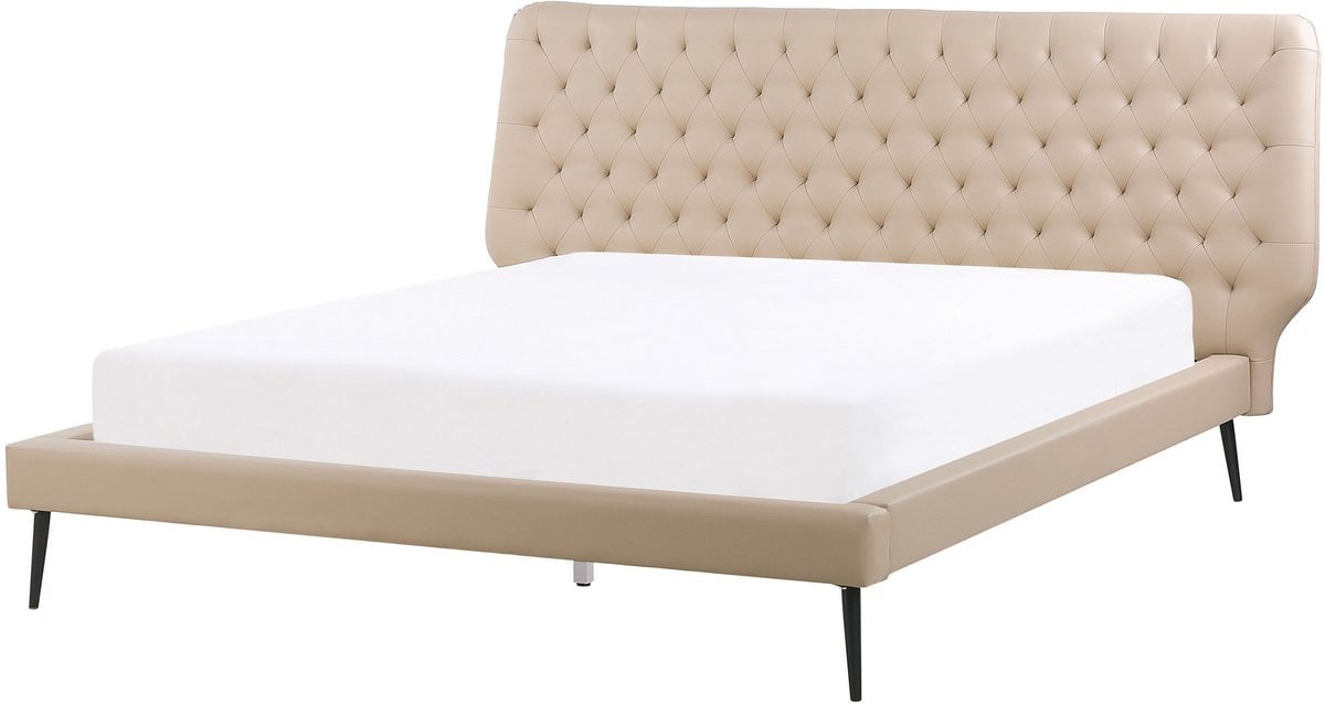 ESSONNE Tweepersoonsbed Beige Kunstleer B/D/H: 160 x 200 cm