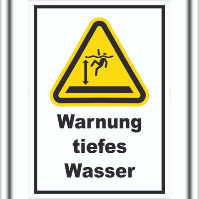 HB-Druck Schild Warnung tiefes Wasser A2 (420x594mm)
