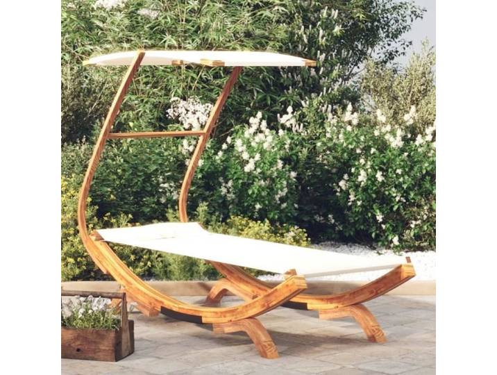 Lit repos avec auvent 100x190x134 cm Bois courbé massif Crème