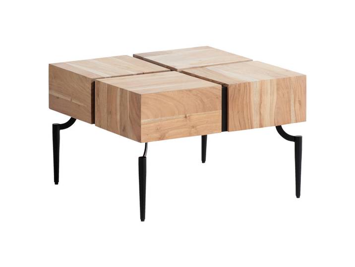 Livetastic Couchtisch, Akaziefarben, Holz, Akazie, massiv, quadratisch, konisch, 60x40x60 cm, Holzmöbel, Holztische, Wohnzimmertische Holz, Couchtische Holz