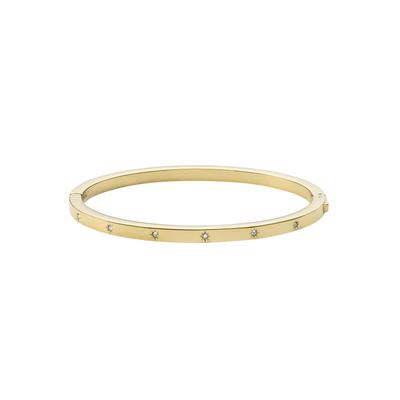 Armreif FOSSIL "Schmuck Geschenk Edelstahl VINTAGE GLITZ Stern", gold (gelbgoldfarben, kristallweiß, kristallweiß), Armbänder, Damen, Edelstahl, Armreif, mit Glasstein