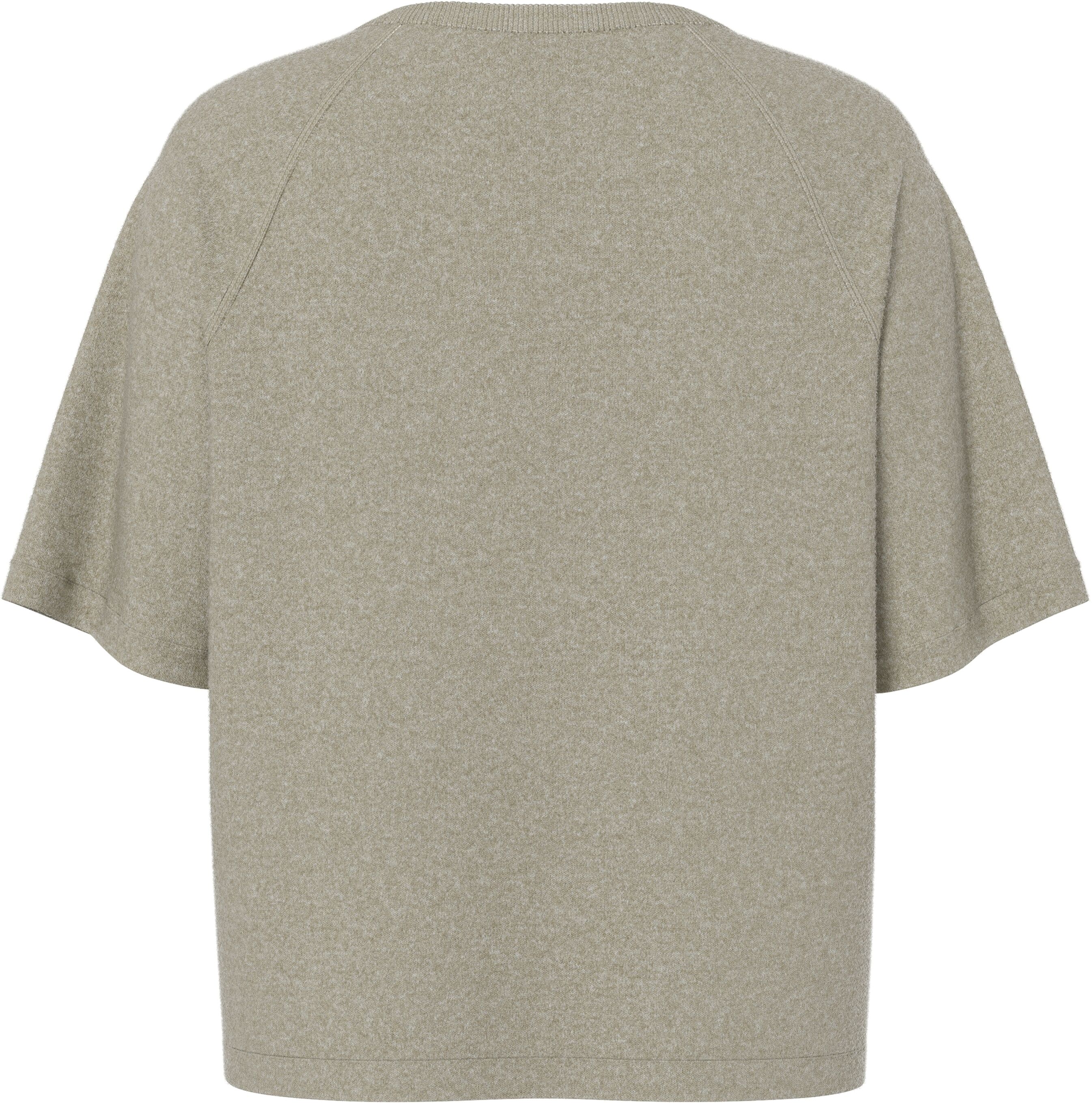 Kurzarmpullover PIECES "PCBREE SS O-NECK KNIT NOOS BC", Damen, Gr. XL, crockery detail:melange, Strick, Obermaterial: 80% Polyester, 20% Nylon, meliert, regular fit normal, Rundhals, Pullover Kurzarmpullover, Materialmix, regular fit crockery detail:melan