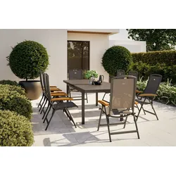 HARTMAN Raffaelo Garten-Essgruppe, xerix, Alu/Textilene, Tisch 180/240x100cm, 8 Klappstühle