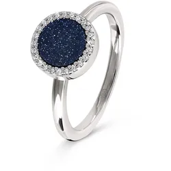 Tchibo - 925 Silber Ring »Stardust« - Damen - Gr. 17 - schwarz